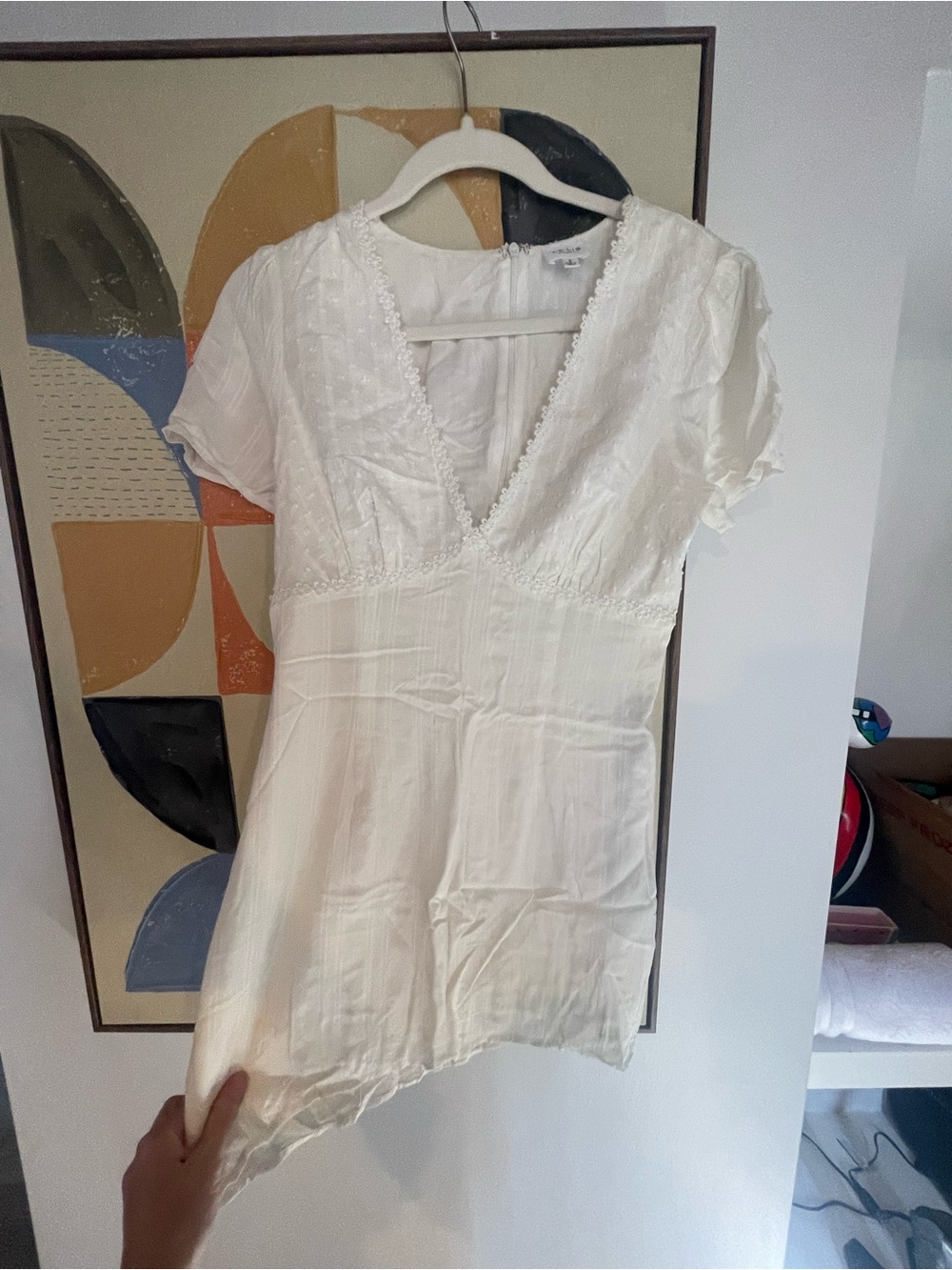 Summer Sexy White V-Neck Short Sleeve Women’s Mini Dress